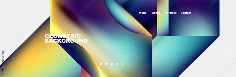 Obraz premium An artistic geometric background featuring a rainbow of colors including electric blue, magenta, and more. Perfect for display on a personal computer or at an event