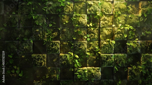 A wall made of tightly packed, glowing moss that pulsates with a rhythmic beat 