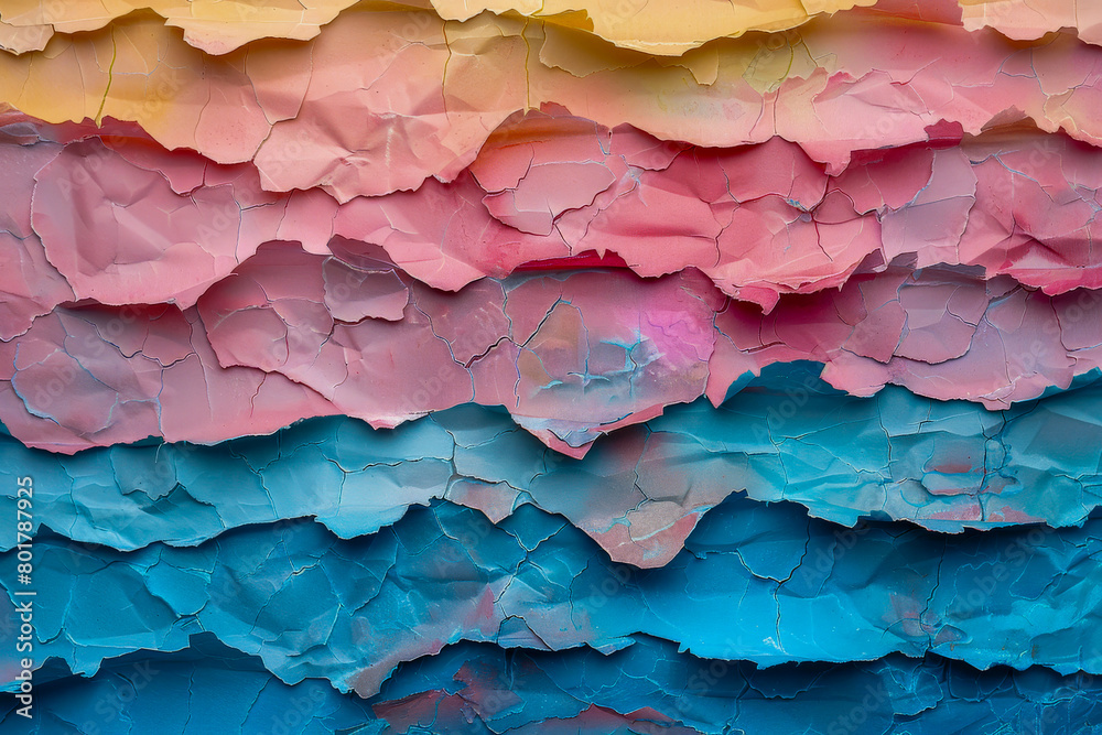 Obraz premium A colorful piece of paper with a blue stripe and pink and yellow stripes