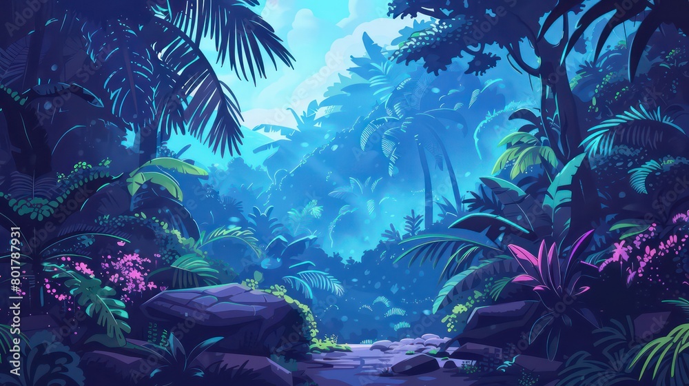 jungle theme in the background