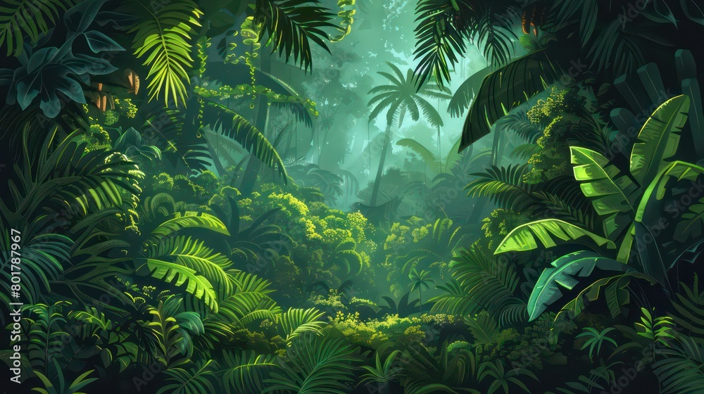 jungle theme in the background