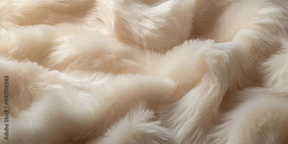 Close up Textured of Soft, White Faux Fur Material Close up Textured of Soft, White Faux Fur Material