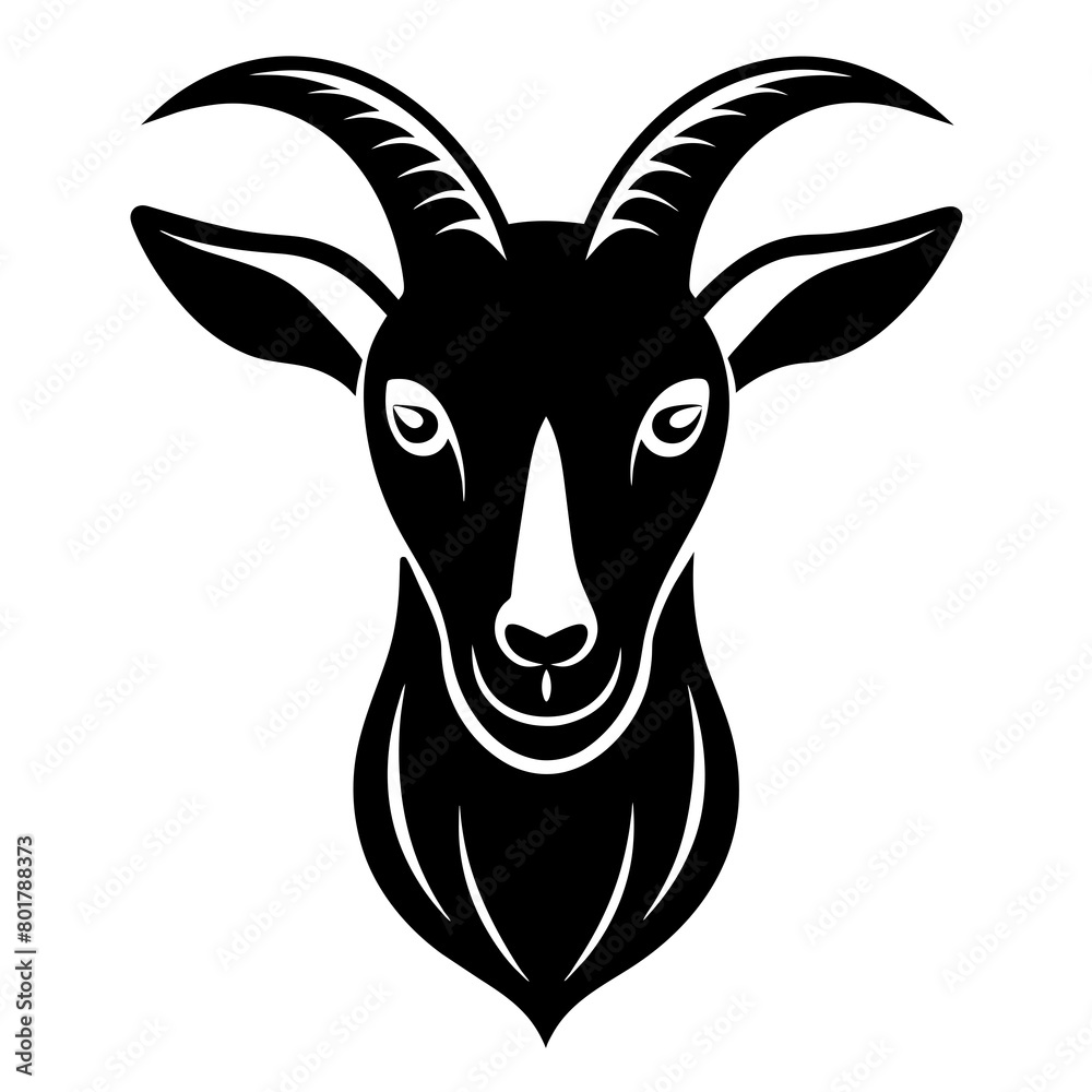 Goat head silhouette vector icon Goat head silhouette vector icon