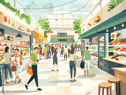 Globally Inspired Culinary Extravaganza: A Feast for the Senses in a Bustling Food Court