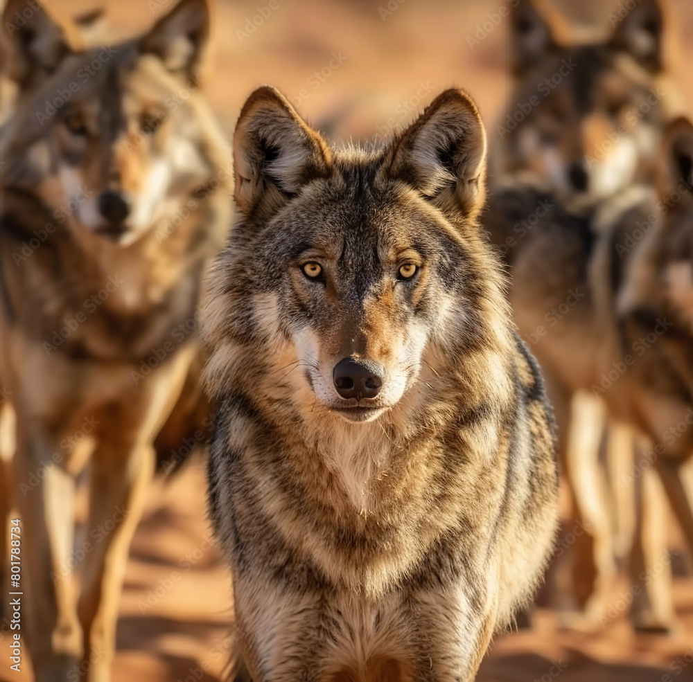 Arabian Wolf Canis Lupus Arabs Staring on the Camera Arabian Wolf Canis Lupus Arabs Staring on the Camera