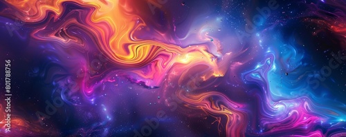 Swirling nebula of vibrant colors with a metallic sheen  perfect for a modern presentation background  