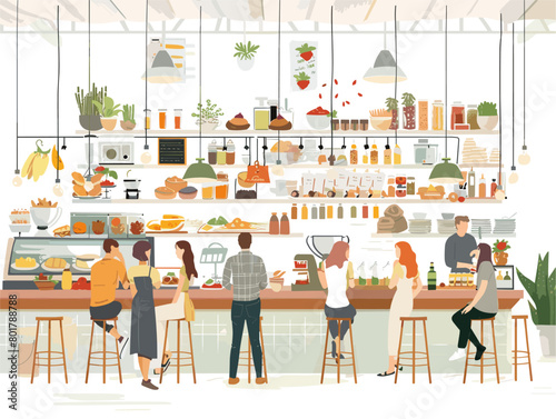 Culinary Adventure  A Food Court s Global Feast in Vibrant Animation