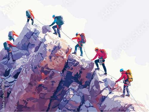 Mountain Climbing Adventure: Teamwork and Determination on a Vertical Odyssey