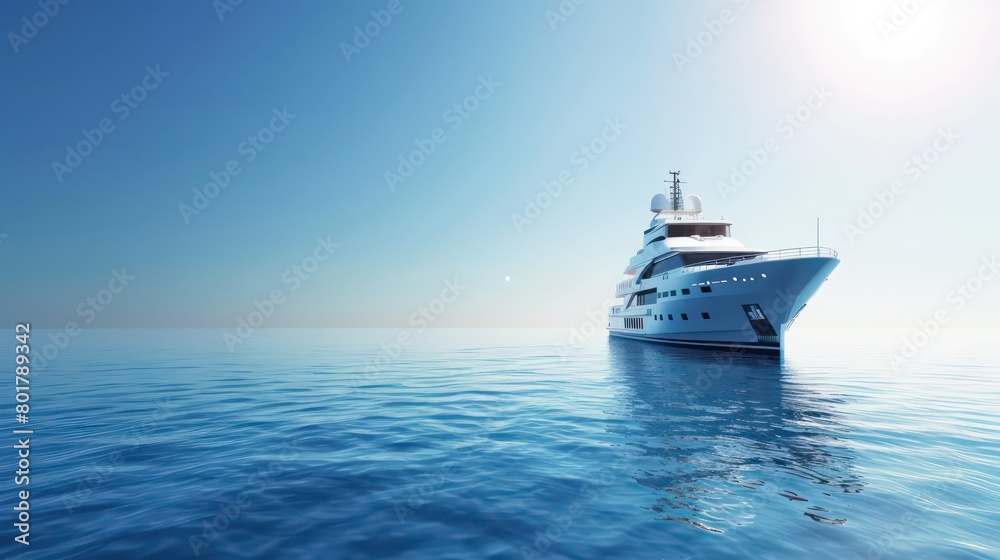 big beautiful yacht in the middle of ocean on sunny clear sky