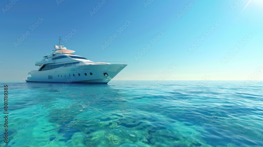big beautiful yacht in the middle of ocean on sunny clear sky big beautiful yacht in the middle of ocean on sunny clear sky