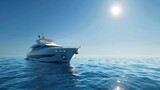 big beautiful yacht in the middle of ocean on sunny clear sky