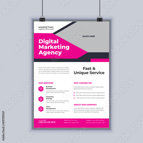 Digital marketing agency corporate business flyer design vector template