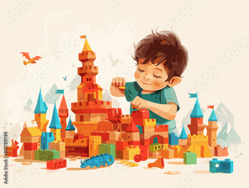 Young Builder's Enchanting Kingdom: A Child's Imaginary Realm of Adventure