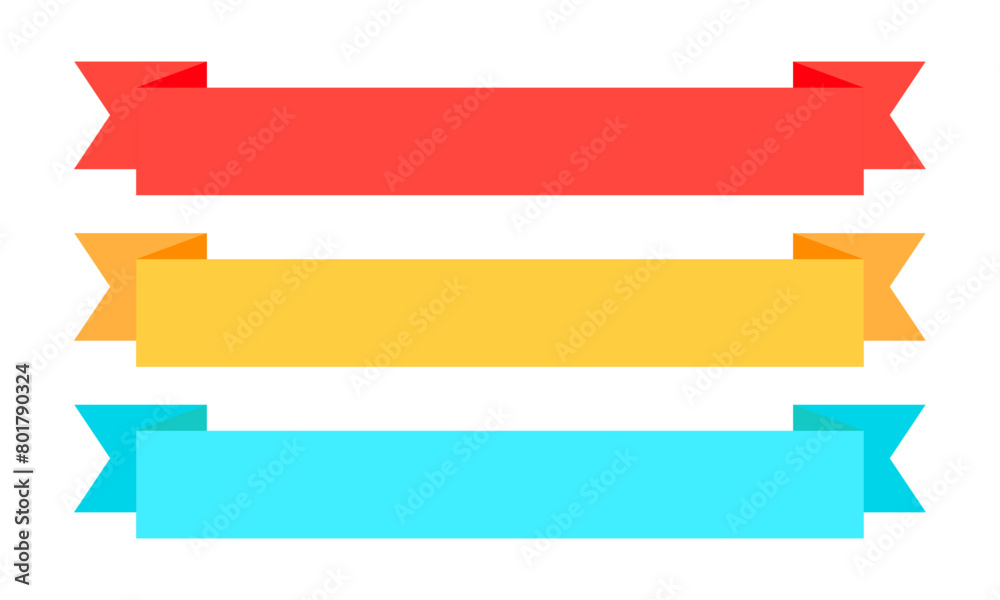 Colored collection of flat ribbons on white Colored collection of flat ribbons on white