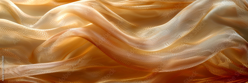Luxurious Golden Silk Fabric Flowing in Dynamic Waves Luxurious Golden Silk Fabric Flowing in Dynamic Waves