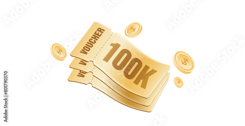 Discount codes spread out side by side, gold coins flying around