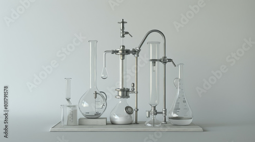 An assortment of clean laboratory glassware arranged on a table, showcasing various shapes and purposes in a scientific setting.