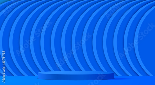 blue podium with sale text background in the blue room  