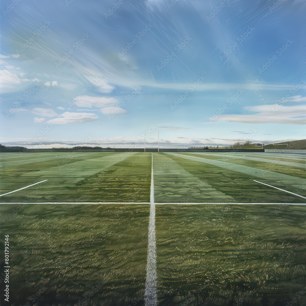Fototapeta premium football pitch with white horizontal lines