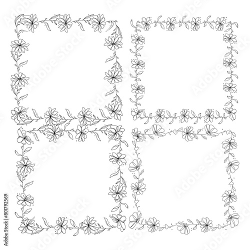 24 Hand drawn floral wreath collection