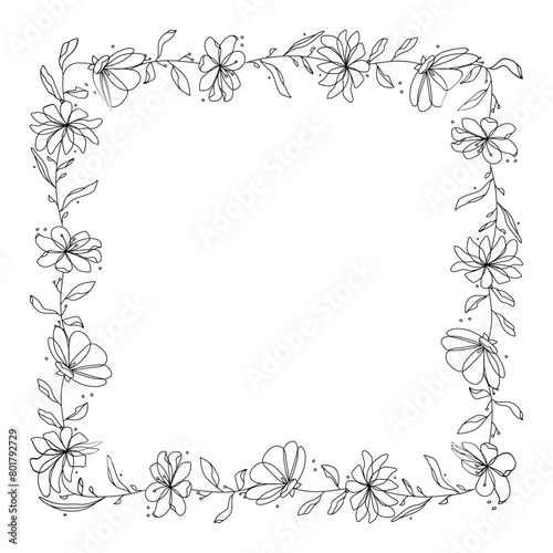 Wallpaper Mural Hand drawn floral wreath on white background Torontodigital.ca