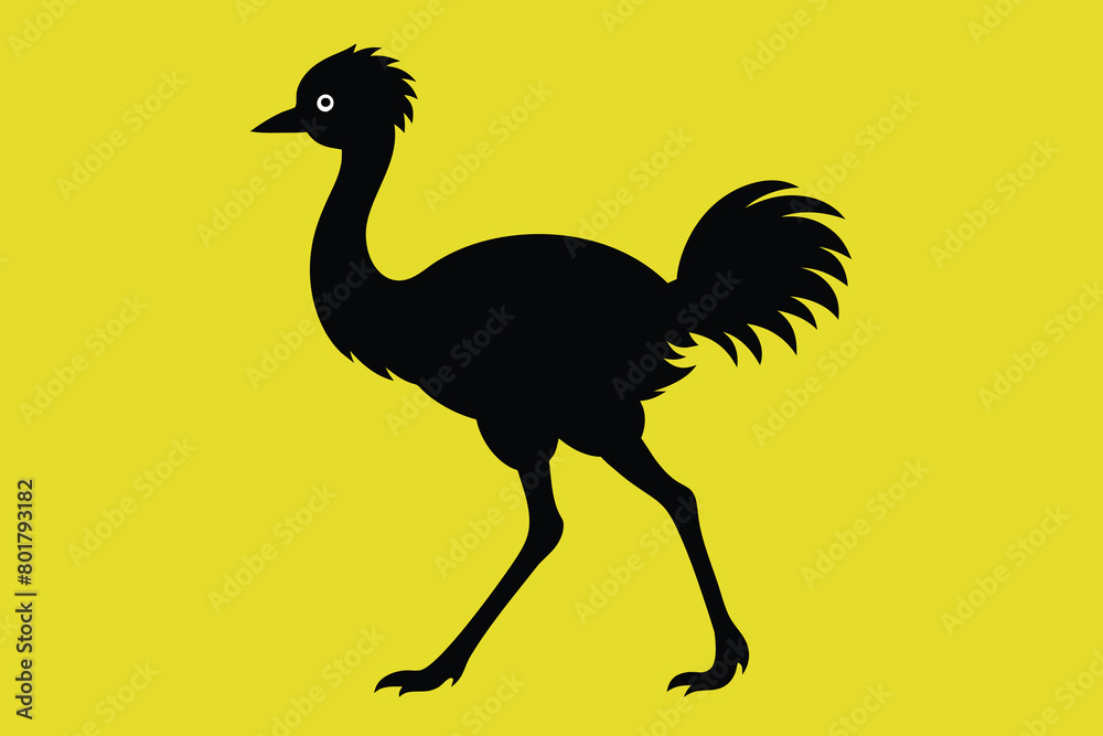 Obraz premium Silhouette of a little ostrich walking vector design