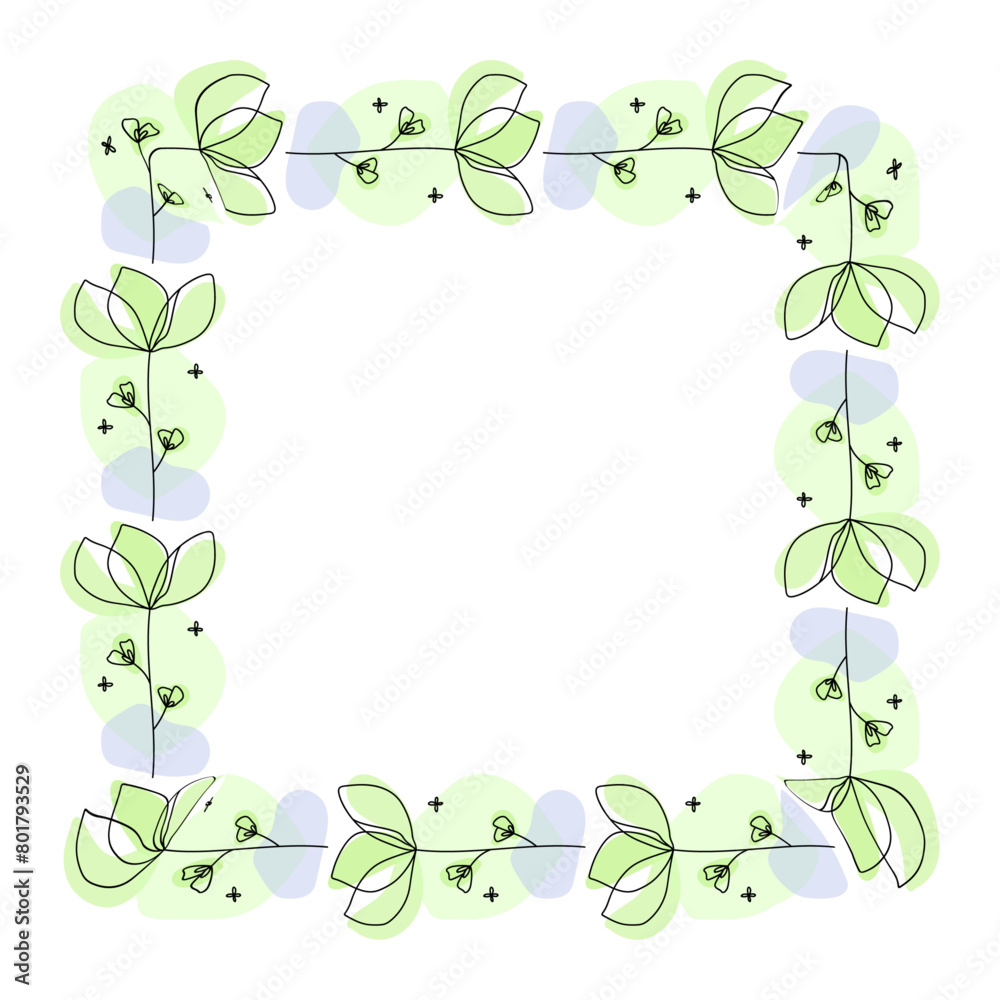 Hand drawn flowers wreath frame on white background Hand drawn flowers wreath frame on white background