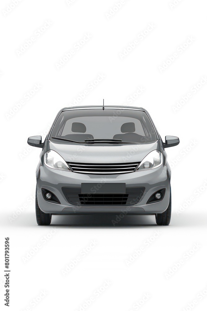 grey compact car, white background