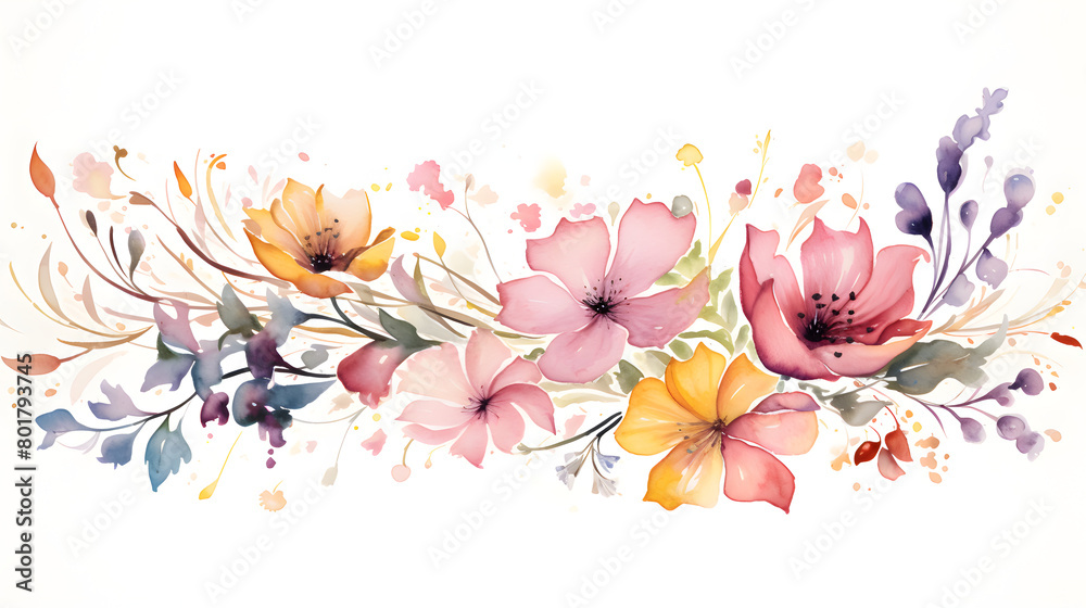 Digital vintage watercolor flower abstract graphic poster web page PPT background