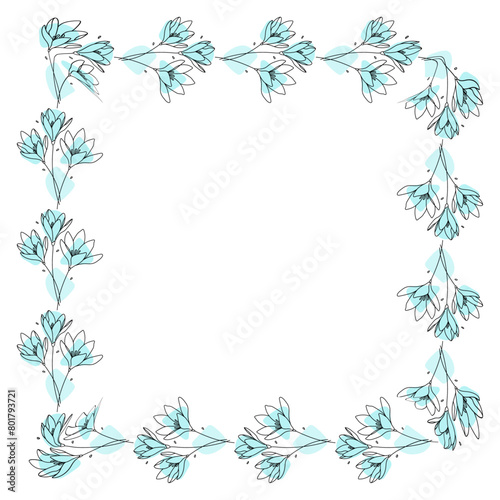 Wallpaper Mural Hand drawn flowers wreath frame on white background Torontodigital.ca
