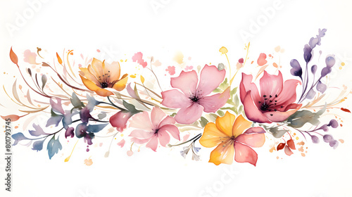 Digital vintage watercolor flower abstract graphic poster web page PPT background © yonshan