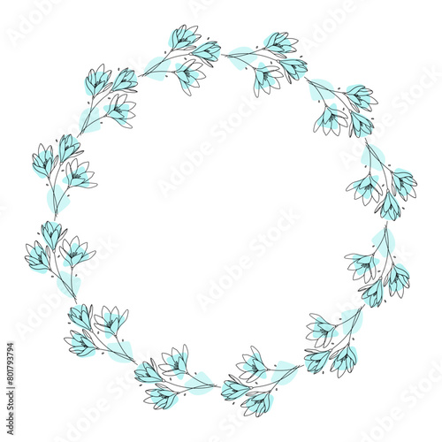 Wallpaper Mural Hand drawn flowers wreath frame on white background Torontodigital.ca