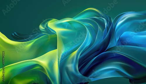 Wallpaper Mural geometric shapes or abstract curves, the feeling should be of flow, of movement, when one element accompanies another element, one element is green and the other is blue Torontodigital.ca