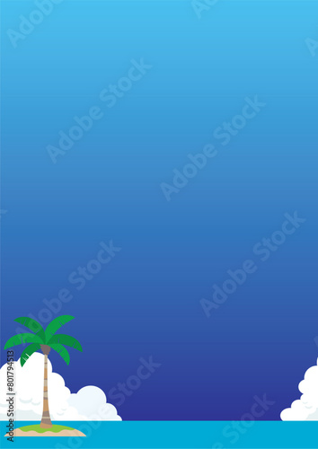夏空とヤシの木のある背景用ベクターイラスト（縦）