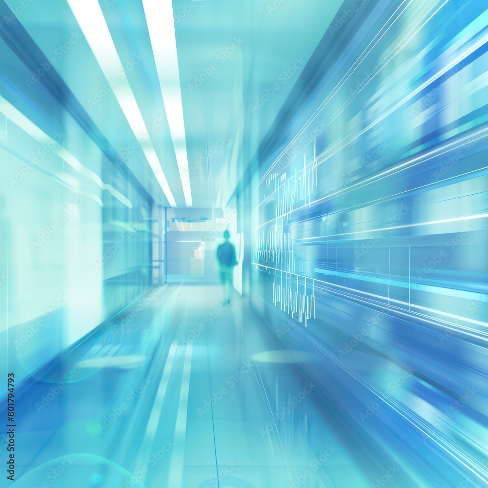 medical blurred futuristic background, blue