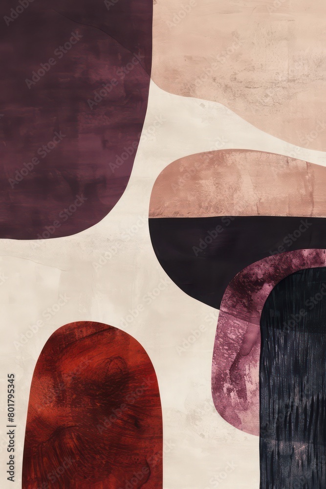 minimalist brush strokes, red purple, neutral shapes on white paper background minimalist brush strokes, red purple, neutral shapes on white paper background