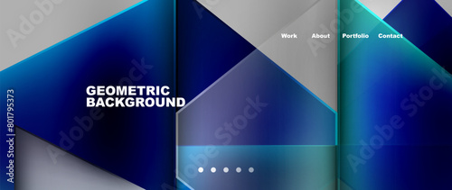 A liquid gradient of electric blue and magenta triangles creates a vibrant geometric background on a white canvas, perfect for a modern publication design