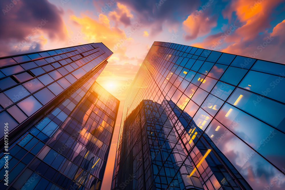 Modern Architectural Wonder A Skyscraper With Glass Facade Reflecting