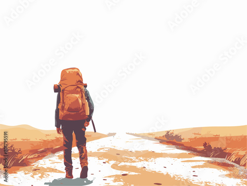 Hitchhiker's Journey into the Unknown: An Animated Silhouette Embracing the Serendipity of Open Road