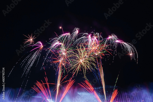 The colorful display of fireworks celebrates the fun and happiness of the night.