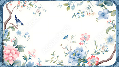 Digital vintage watercolor chinoiserie pattern abstract graphic poster web page PPT background