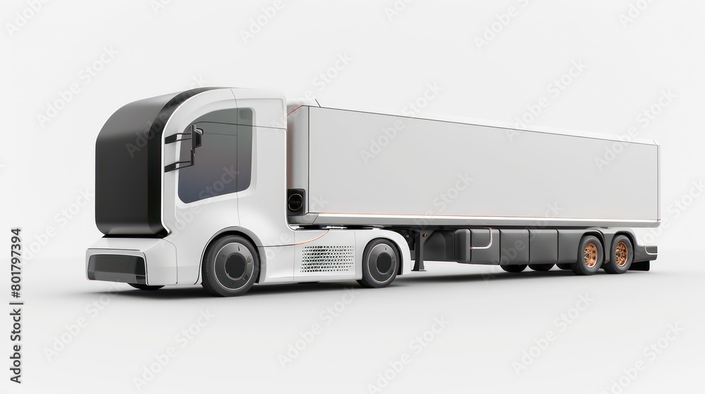 self driving truck, concept, white background self driving truck, concept, white background