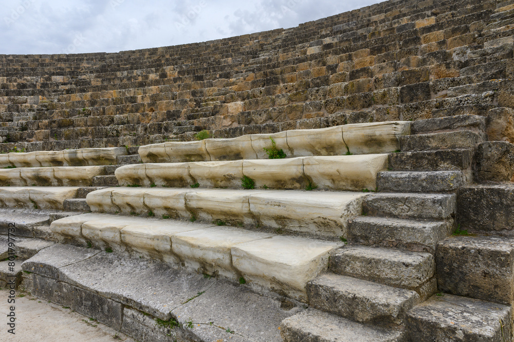 Salamis, Cyprus - April 16, 2024 amphitheater in an ancient ruined city, reconstruction, restoration 1 Salamis, Cyprus - April 16, 2024 amphitheater in an ancient ruined city, reconstruction, restoration 1