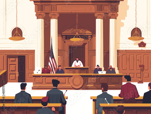 Courtroom Drama: A Lively Legal Battle Unfolds in Vibrant Courtroom Scene