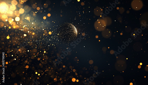 Eclipse Black Glitter Defocused Abstract Twinkly Lights Background, sparkling blurred lights with dark eclipse black shades.