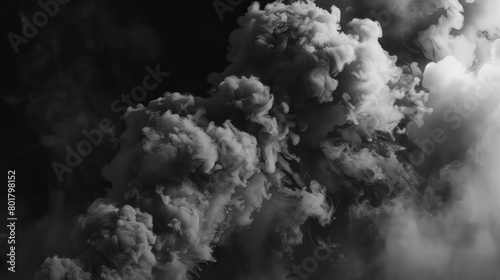 solid black background, grey smoke © STOCKYE STUDIO