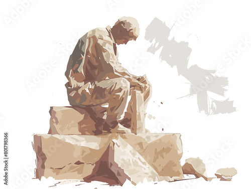 Sculptor's Diligently Transforming Raw Stone into Intricate Art: A Journey of Patience and Creation