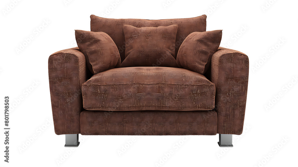 Fototapeta premium armchair brown fabric isolated on transparent background