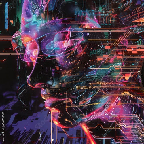 technological glitching, flowing wave synthesis, subliminal mentality takes over