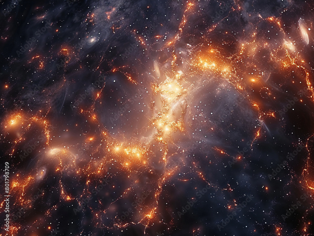 Fototapeta premium Produce a visually captivating representation of the interconnected network of stars and galaxies that make up the universe